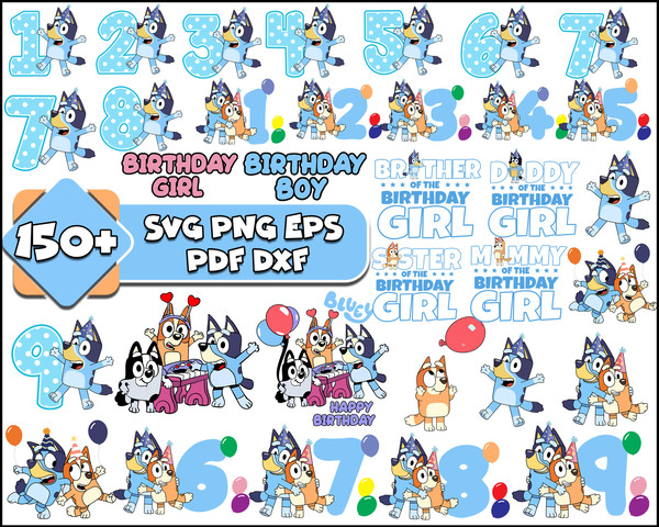 Bluey Heeler Birthday Squad Png, Bluey Birthday decorations, - Inspire  Uplift