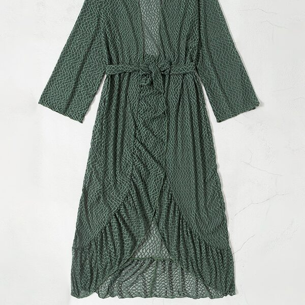 All Over Print Long Sleeve Ruffle Hem Belted Kimono Cover Up Beachwear Swimwear Beach Sea Summer Bathing Suits (6).jpg