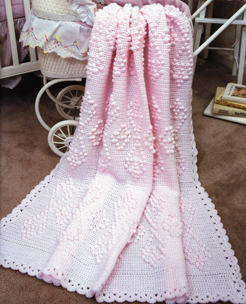 pink popcorns afghan crochet pattern