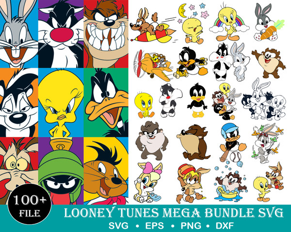 100 Looney Tunes Bundle, Trending Svg, Baby Looney Svg, Taz Svg, Daffy Svg, Bugs Svg, Lola Svg, Tweety Svg, Sylvester Svg, Baby Animals Svg.jpg