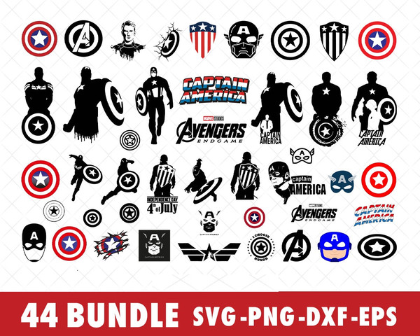 Captain-America-SVG-Bundle-Files-for-Cricut-Silhouette-Captain-America-SVG-Cut-File-Captain-America-SVG-PNG-EPS-DXF-Files-Captain-America-Shield-face-Logo-Aveng