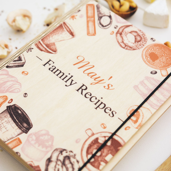 Birthday Gifts for Mom, Custom Recipe Binder, Wood Cook Book A5