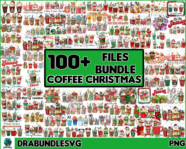 100 Christmas Coffee Latte PNG, Christmas Coffee Png, Christmas Bundle, Snowman Reindeer, Pink Christmas Coffee Png,Printable File Instant Download.jpg