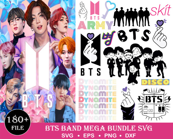 200 BTS Bundle Svg, Boy Band K Pop Huge Svg Bundle For Cricut Silhouette Cut File, Instant Download.jpg