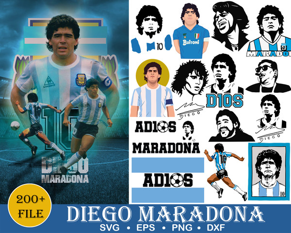 200 Diego Maradona Svg, Rip Maradona svg, Diego Maradona Bundle svg, Maradona Silhouette, Argentina Legend svg Digital Instant Download.jpg