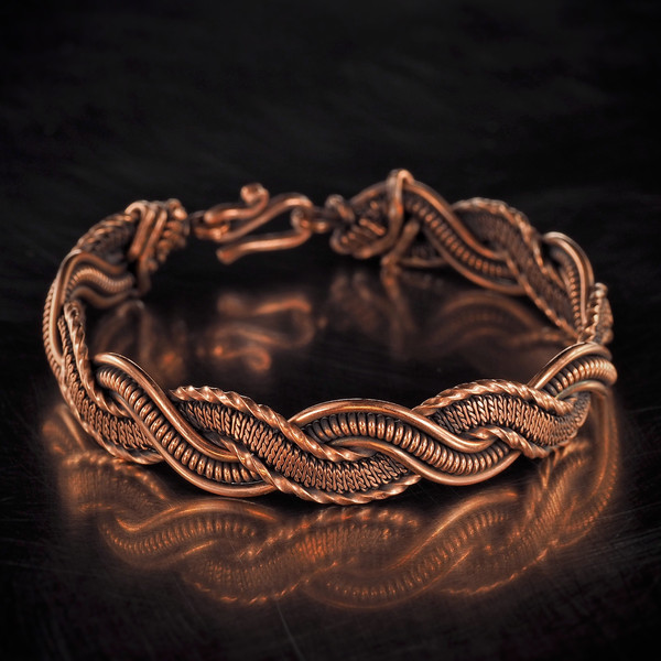 Wire Wrapped and Braided Pure Copper Handmade Antique Look Men