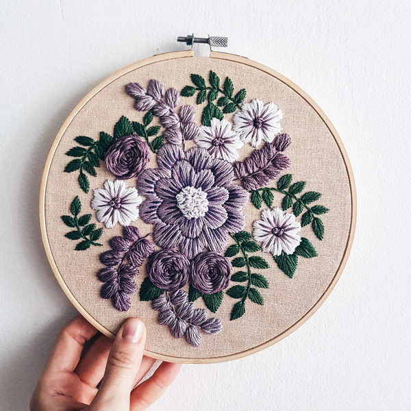 DIY Hand Embroidery Pattern PDF, Hand Embroidered Flower Garden