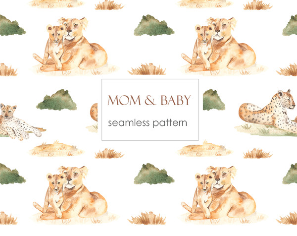 4 Mom and baby Africa watercolor seamless patterns.jpg