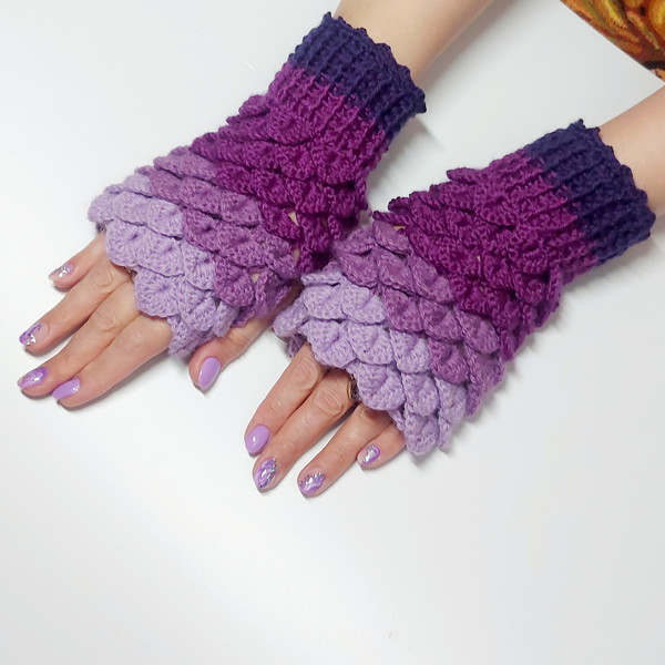 Lilac-Scaly-Mitts-Women-S-Winter-Fluffy-Mittens-Knitted-Mittens