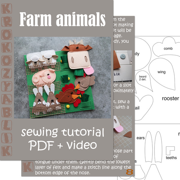 farm animals for quiet book pattern