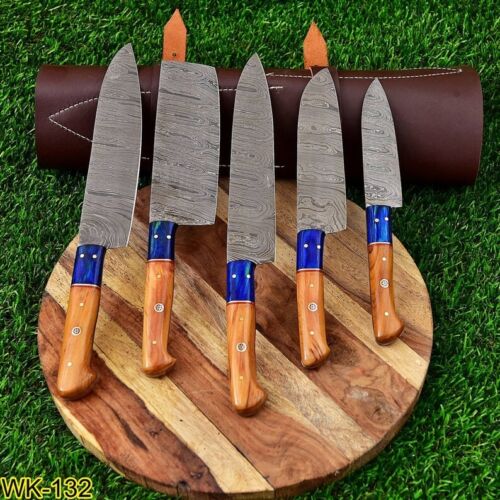 Custom Handmade Damascus Steel Chef Knives 5 Pc Set, BBQ Kni - Inspire  Uplift