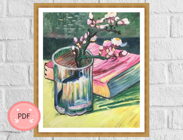 Blossoming Almond Branch in a Glass with a Book4.jpg