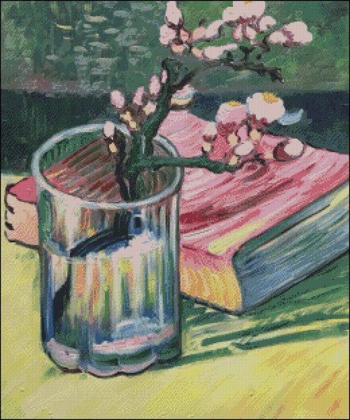 Blossoming Almond Branch in a Glass with a Book1.jpg