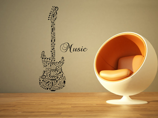 Guitar Sticker Guitar And Notes Musical Instrument Music