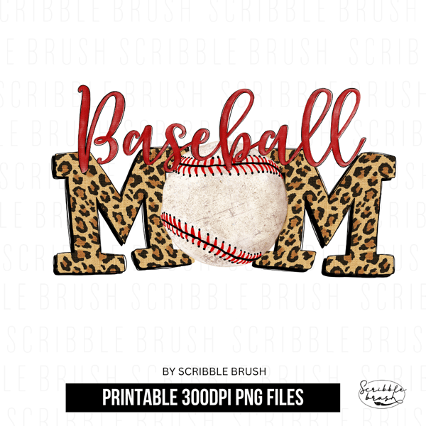 Leopard Print Baseball Mom Sublimation PNG Design.png