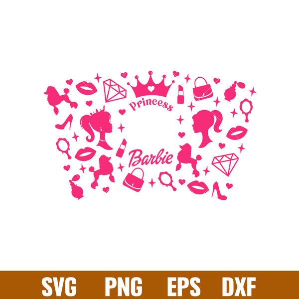Barbie Princess Full Wrap, Barbie Princess Full Wrap Svg, Starbucks Svg, Coffee Ring Svg, Cold Cup Svg, png, eps, dxf file.jpg