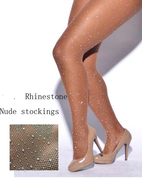 Rhinestone Fishnet Tights Crystal Shining Pantyhose beige sk - Inspire  Uplift