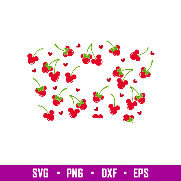 Cherry Ears Full Wrap, Cherry Mickey _ Minnie Mouse Full Wrap Svg, Starbucks Svg, Coffee Ring Svg, Cold Cup Svg, png,eps, dxf file.jpg
