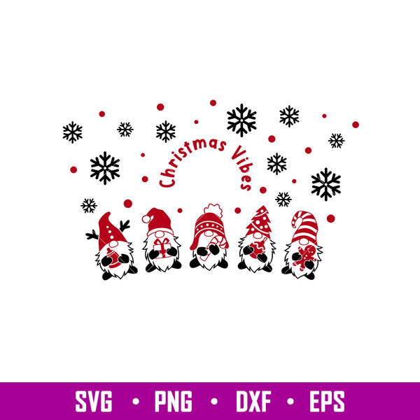 Christmas Gnomes Full Wrap, Christmas Gnomes Full Wrap Svg, Christmas Vibes Svg, Starbucks Svg, Cold Cup Svg, png,eps, dxf file.jpg
