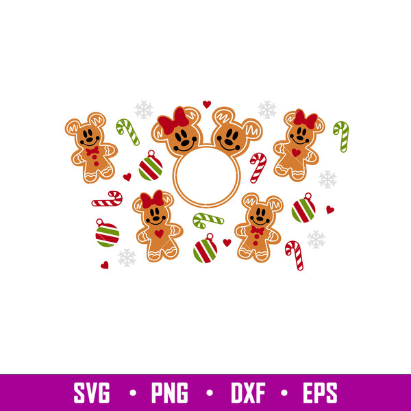 Gingerbread Ears Full Wrap, Christmas Gingerbread Mickey _ Minnie Full Wrap Svg, Starbucks Svg, Coffee Ring Svg, Cold Cup Svg,png,dxf,eps file.jpg