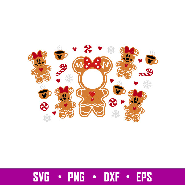 Gingerbread girl, Gingerbread Minnie Mouse Full Wrap Svg, Starbucks Svg, Coffee Ring Svg, Cold Cup Svg,eps,dxf,png file.jpg