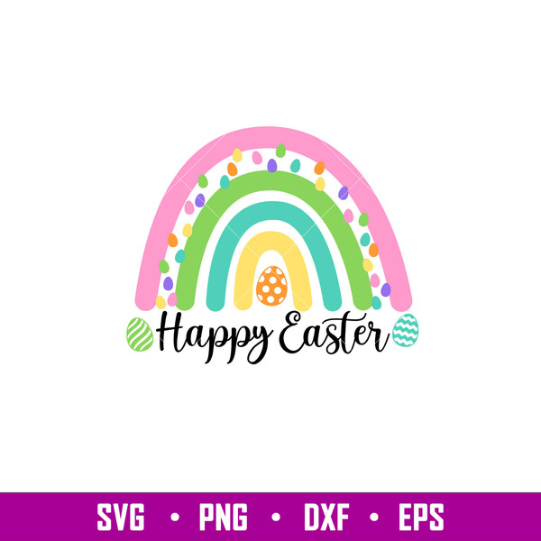 Happy Easter Rainbow, Happy Easter Rainbow Svg, Happy Easter Svg, Easter egg Svg, Spring Svg, png,dxf,eps file.jpg
