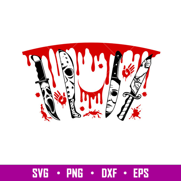 Horror Movie Knives Full Wrap, Horror Movie Knives Full Wrap, Dripping Blood Svg, Starbucks Svg, Coffee Ring Svg, Cold Cup Svg, png, dxf, eps file.jpg