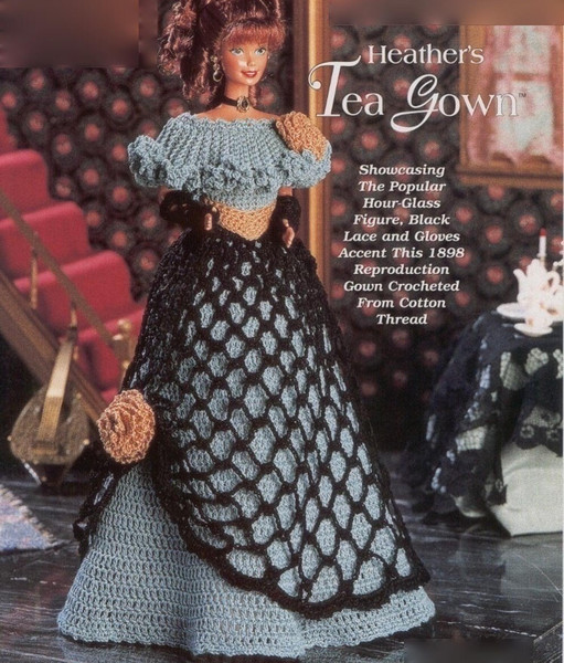 Fashion doll Barbie- late 19th century Reproduction Gown Crocheted (1).jpg