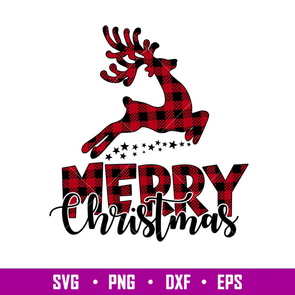 Merry Christmas Buffalo Deer, Merry Christmas Buffalo Deer Svg, Merry Christmas Svg, Reindeer Svg, png,dxf,eps file.jpg