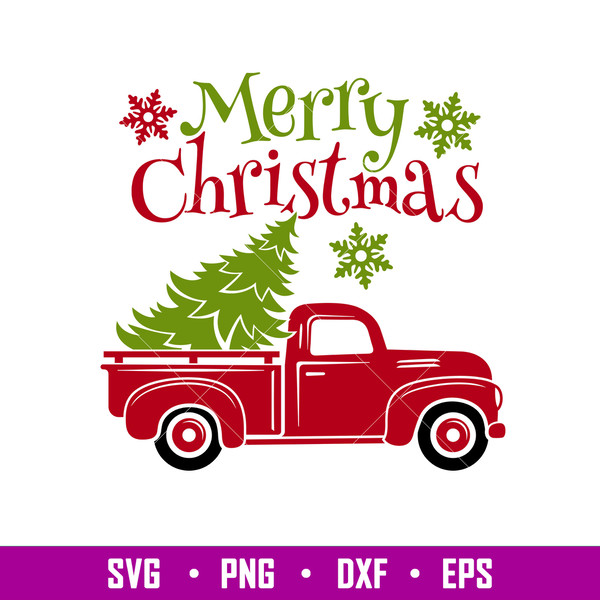 Merry Christmas Red Truck, Merry Christmas Red Truck Back Svg, Merry Christmas Svg, Red vintage Truck Svg, Christmas Svg, png,eps,dxf, file.jpg