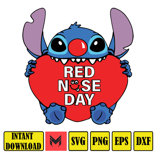 Stitch Red Nose Day Svg, Cartoon Red Nose Day Svg, Fund Raising Svg, Stitch Svg (1).jpg