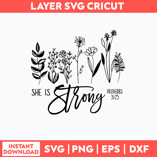 She Is Strong Svg, Png Dxf Eps File.jpg