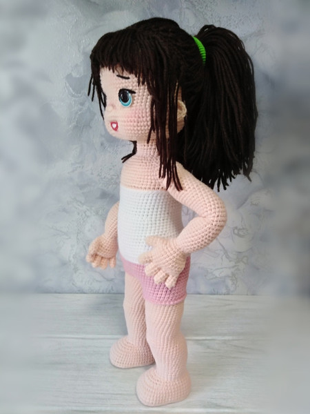 Handmade crochet doll 16,14″ fashion doll crochet toy novelty gift fancy doll.jpg