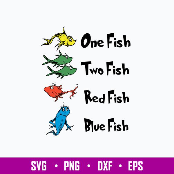 One Fish Two Fish Red Fish Blue Fish Svg, Dr Seuss Svg, Png Dxf Eps File.jpg