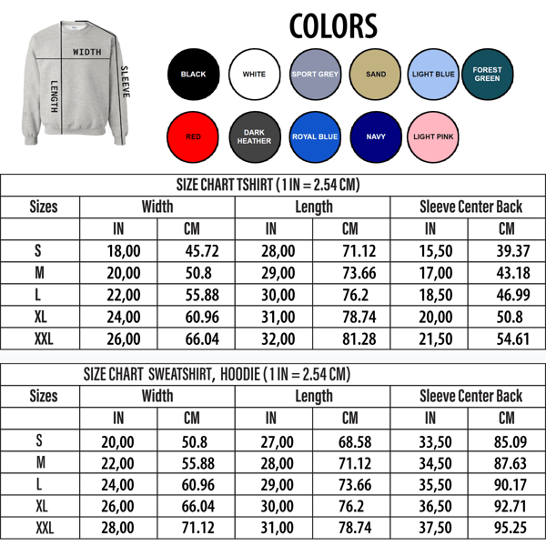 Size Chart For Crewnecks/Sweatshirts  Nike crewneck outfit, Size chart,  Diy crewneck