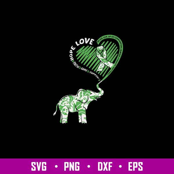 Cute Elephant With Heart Kidney Disease Awareness Svg, Eleph - Inspire ...