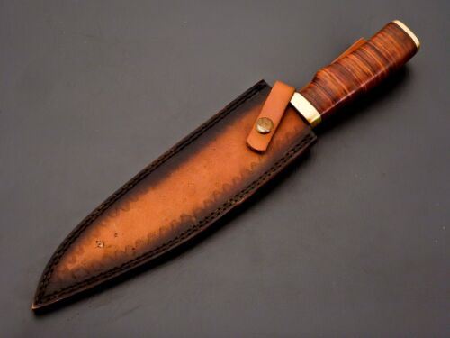 Custom Handmade Damascus Steel Hunting Knife with Brown Resin & Brass Guard Handle (9).jpg