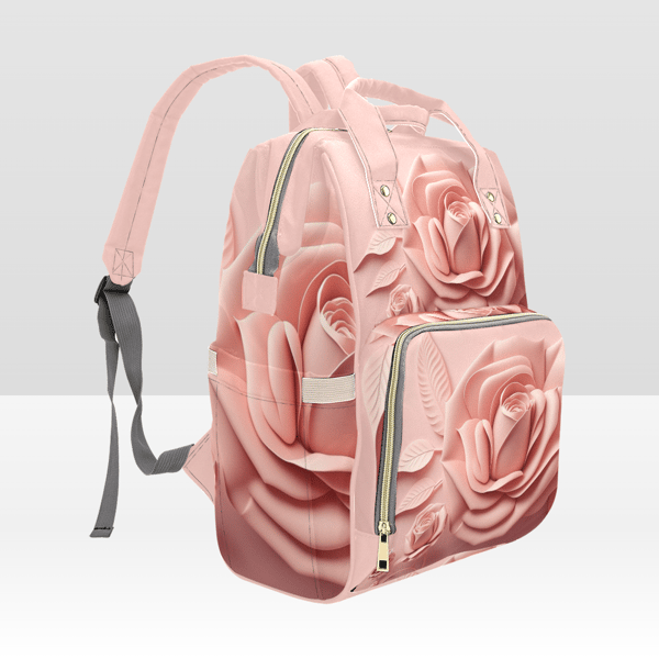 Pink Rose Flower Diaper Bag Backpack 3.png