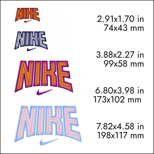 Nike Embroidery Design, volumetric letters swoosh logo - Inspire Uplift