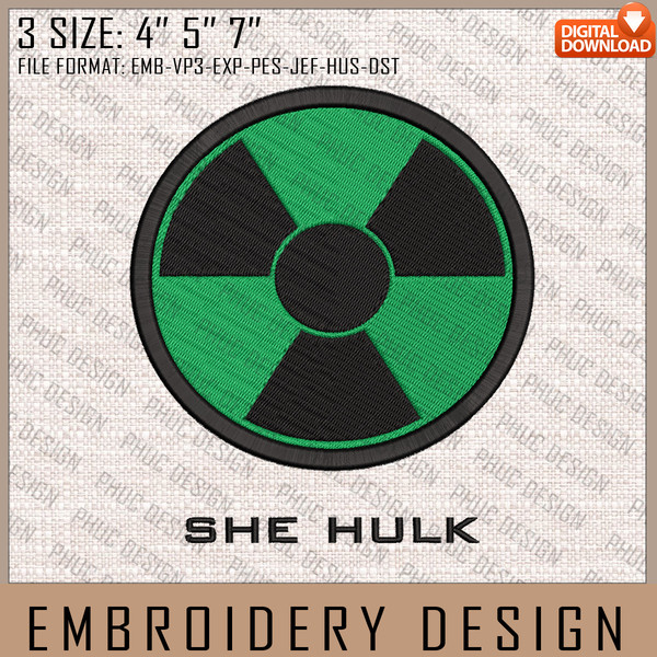 She Hulk Embroidery Design, Hulk Logo Embroidery Machine File