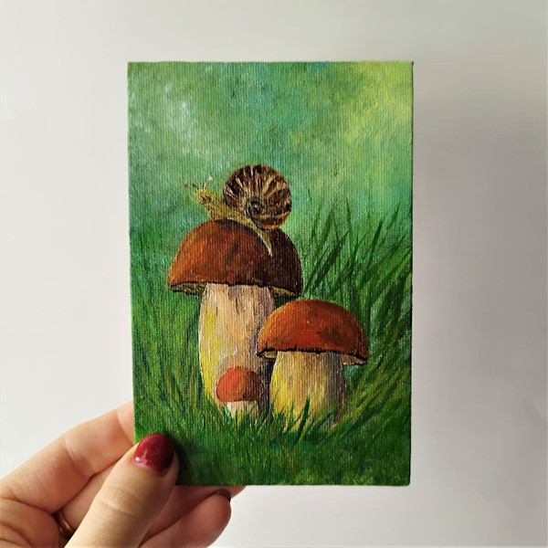 Mushrooms-and-snail-acrylic-painting-small-wall-decor.jpg