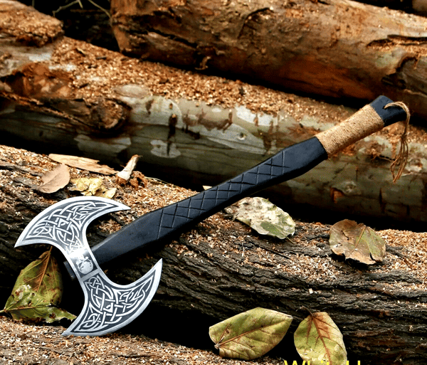 Double Blade Viking Axe Double Headed Viking Axe, Battle Axe, Hand Forged Steel.png