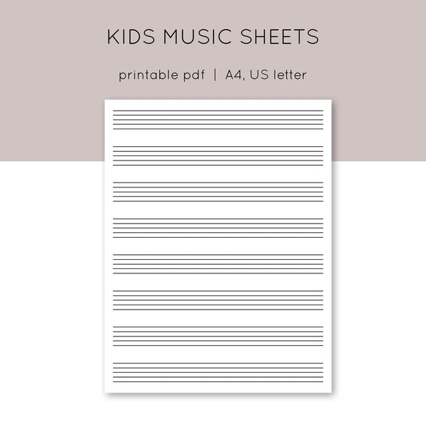 Kids printable sheet music. Blank sheet music printable. Pia