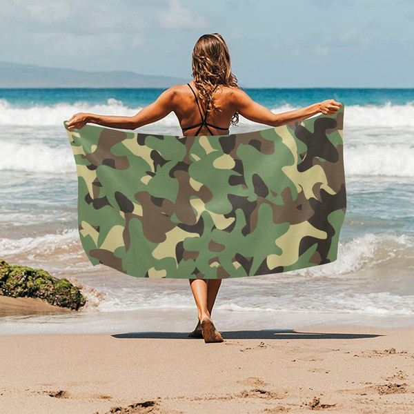 Green Camouflage Camo Beach Towel.png