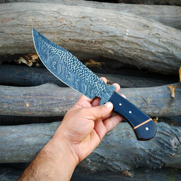 10 pieces of Damascus steel Handmade Kitchen Knife Set Blue Micarta Wood
