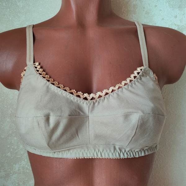 Wirefree bra pattern, Linen bra sewing pattern, Cotton bra