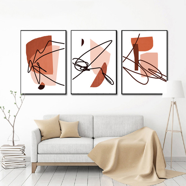 3 abstract prints in terracotta tones are available for download