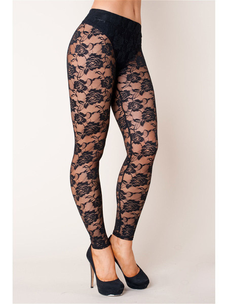 Buy Black Lace Leggings Womens Floral Lace Tights - Inspire