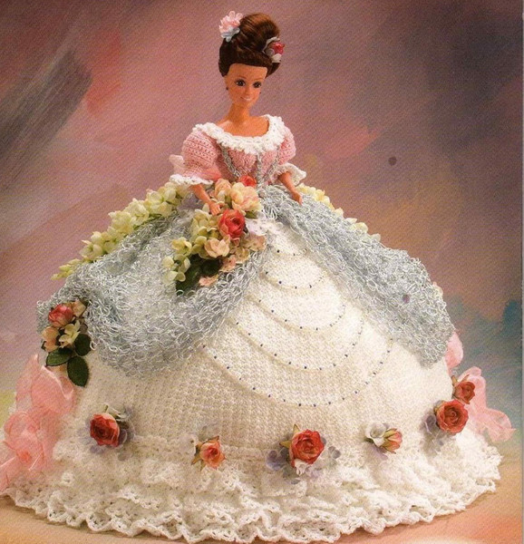 Old South dress with roses Fashion doll Barbie - crochet vintage pattern (2).jpg