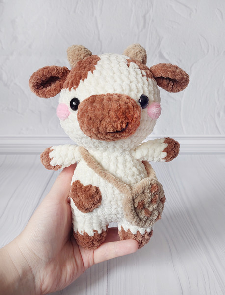 Milk Cow Crochet Plushie Stuffed Toy - Crochet Animal - Happy Farm